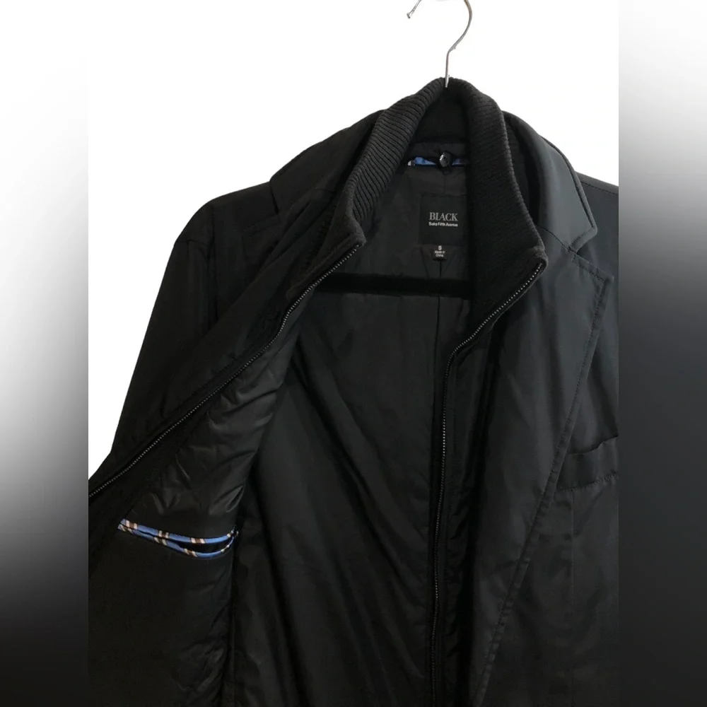 Black Saks Fifth Avenue Water Repellent Blazer Coat Jacket Mens Small Workwear